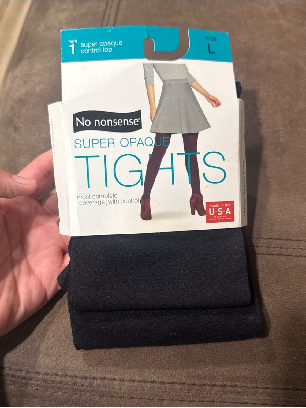 No nonsense Super Opaque Black Tights - Control Top size L